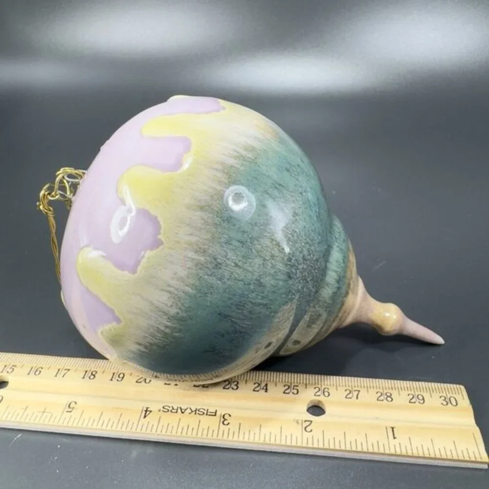 Hand Made Studio Pottery‎ Ornament Hanging Orb Figurine Drip Flambe Glaze VTG